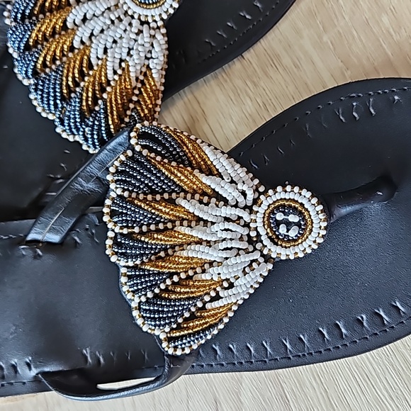 African Beaded Thong Sandals - Picture 3 of 8